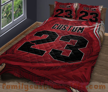 Custom Quilt Sets Chicago Jersey Personalized Basketball Premium Quilt Bedding for Boys Girls Men Women